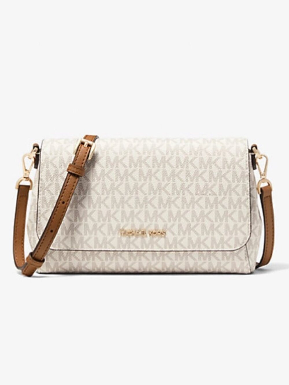Michael Kors Authentic Medium Convertible Pouchette Crossbody Bag (Vanilla)